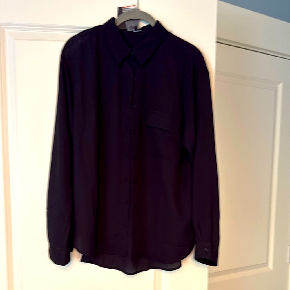 Pleione Women's Black Button-Down Blouse